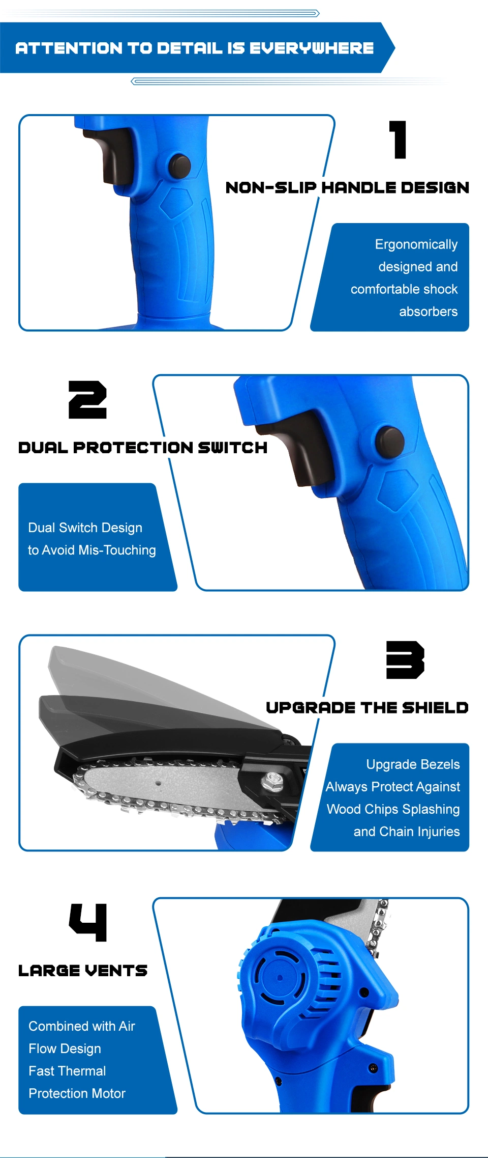 Electric Chainsaw Tree Cutting Cordless Chainsaw with Battery Mini Chain Saw Brushless Electric Chainsaw