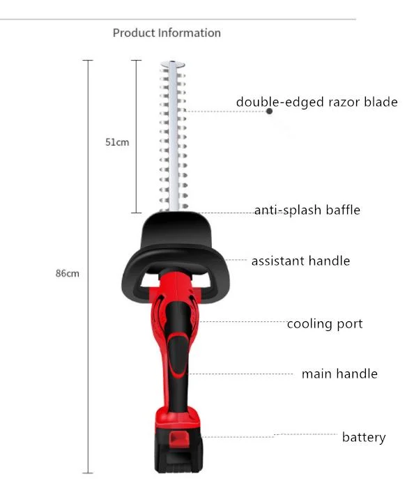 Powered Garden Tool 21V 2ah Lithium Battery Cordless Hedge Trimmer