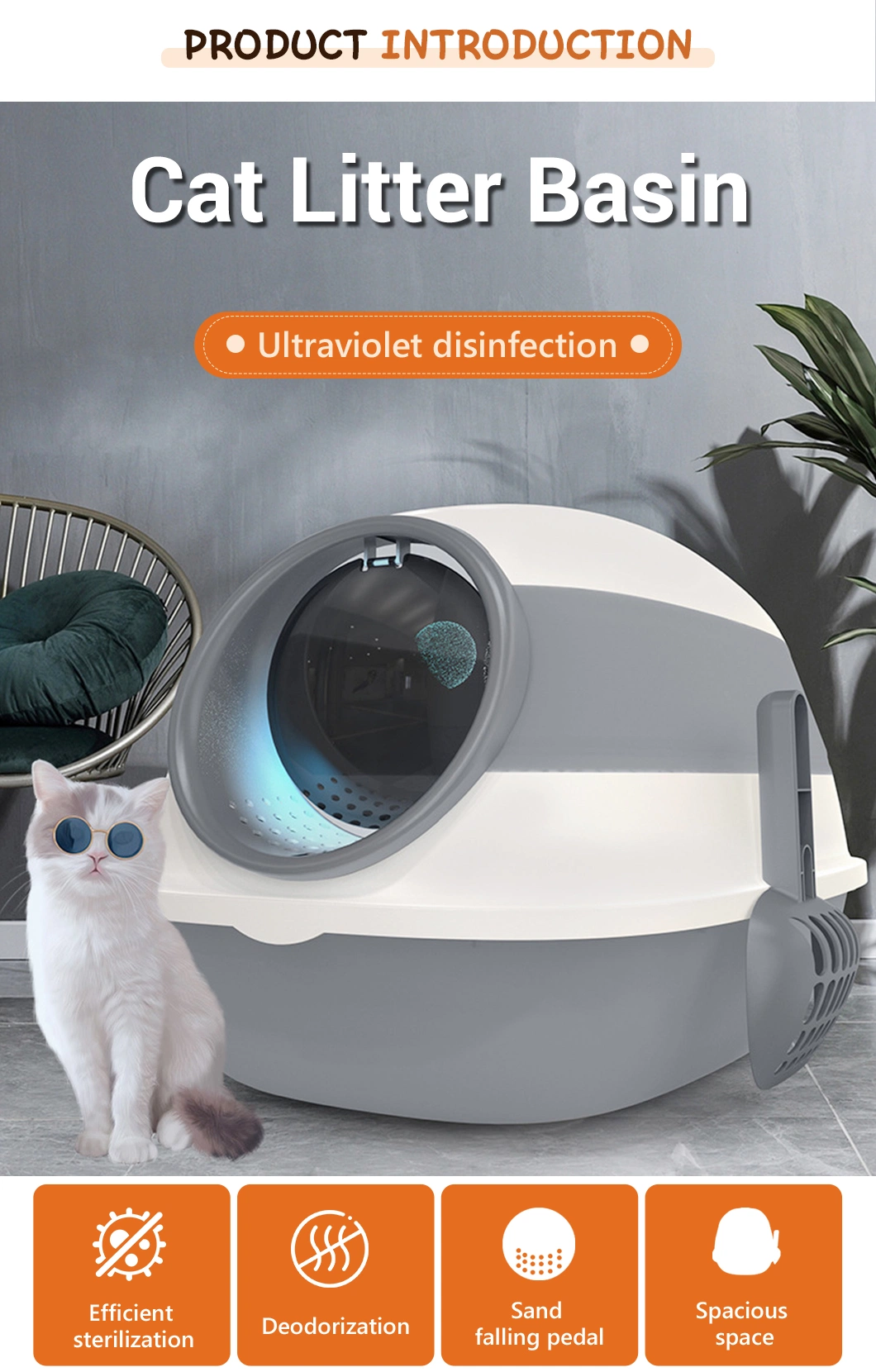 Multicolored Fully Enclosed Toilet Cat Litter Box