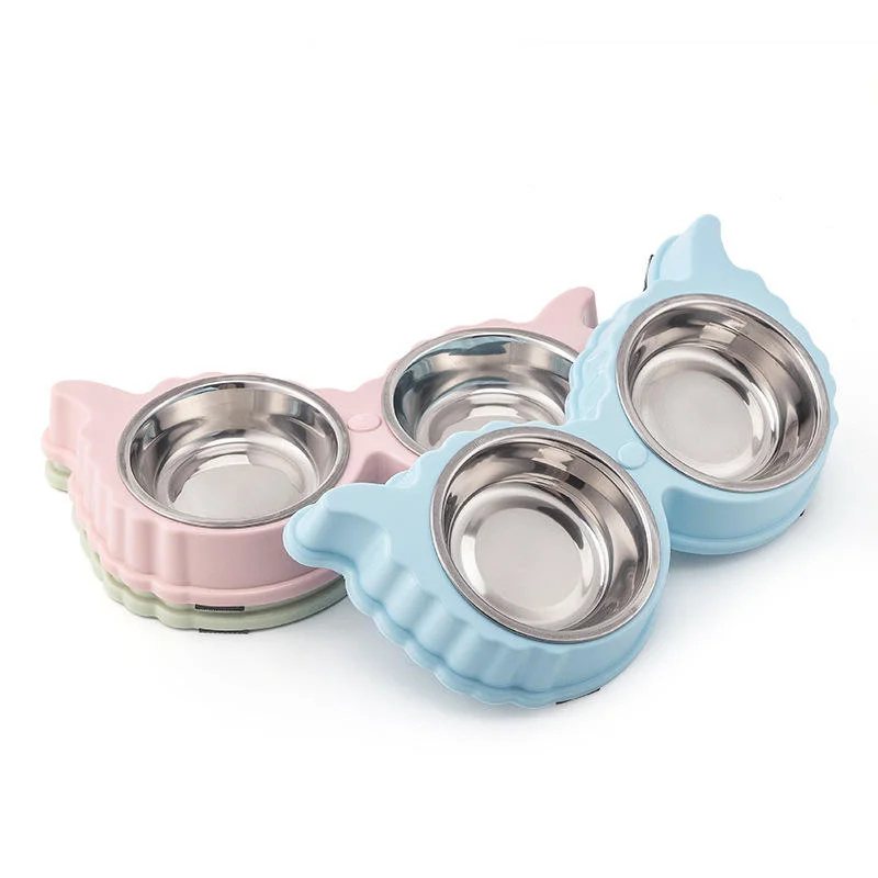 Elevated Double Diner Cat Bowl with 2 Stainless Steel Bowls