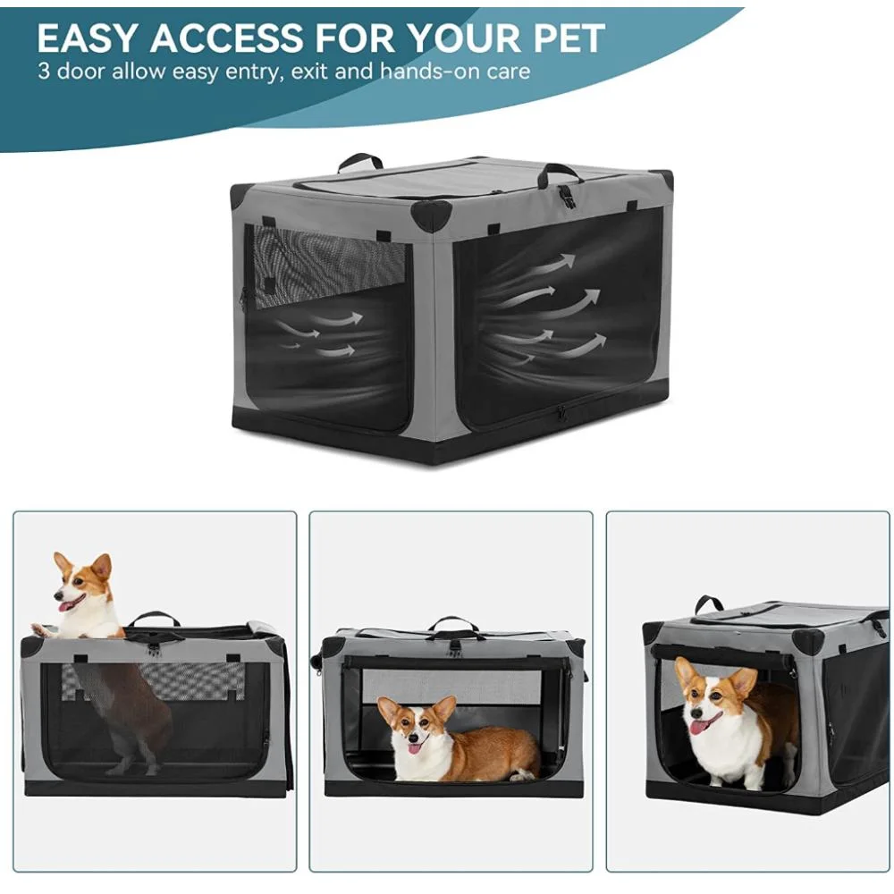 Collapsible Portable Amazon Hot Selling Soft Sided Dog Crate with Strong Steel Frame
