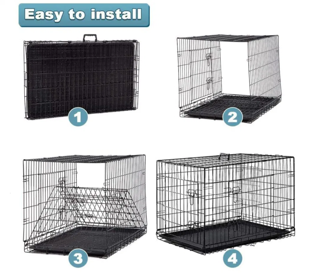 30-Inch Single Door Metal Folding Dog Crate with Removable Tray