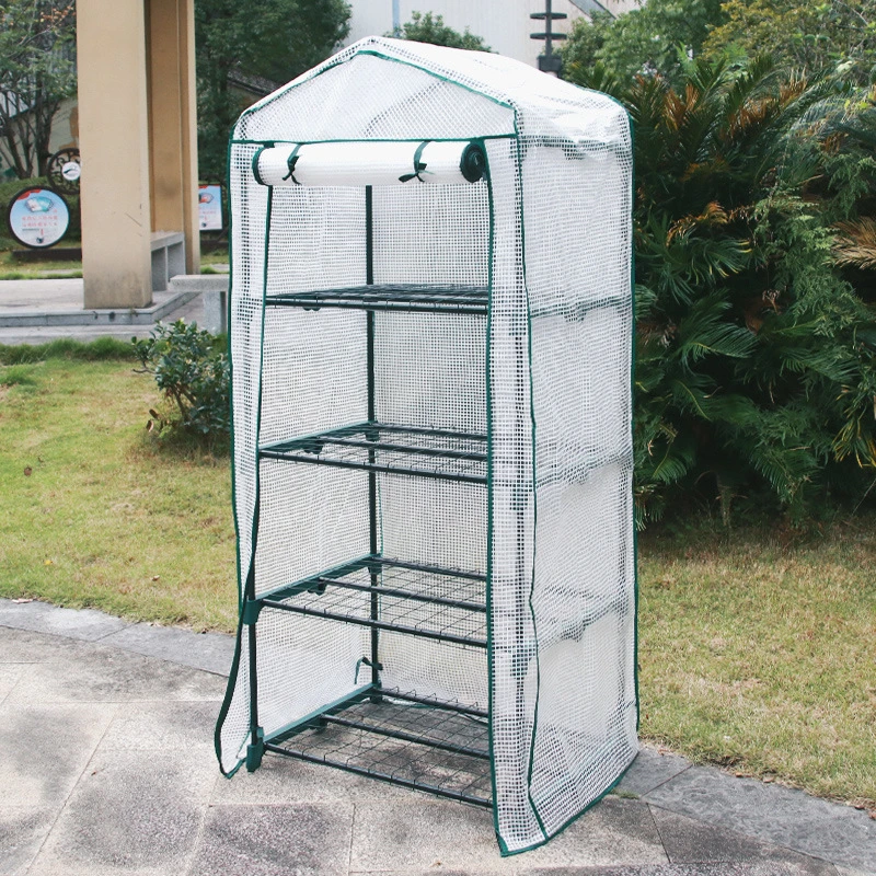 PE Plant Greenhouse Cover Outdoor Balcony Temperature Retaining Waterproof Mini Household Sunny Flower Room with Frame120X60X60