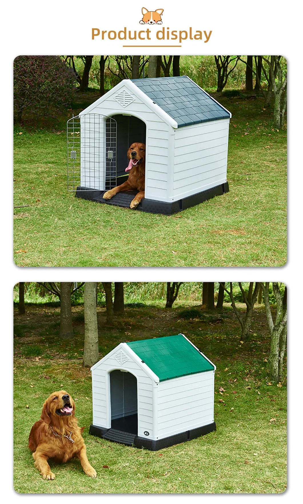 Good Performance Wholesale Modern PP Outdoor Dog House Plastic Dog House Roof Skylight Window Heated Dog Kennel