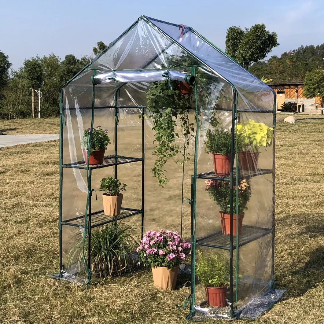 3-Tier Walk-in Greenhouse for Indoor Outdoors Waterproof PE Cover with Iron Stand, Portable Greenhouse Plants Garden Green House