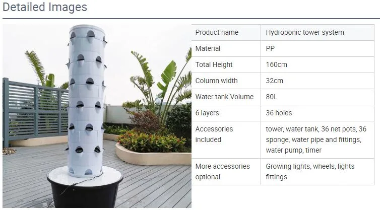 8 Layer 64 Pots Vertical Hydroponic System Garden Tower Aeroponics Home Grow Kit