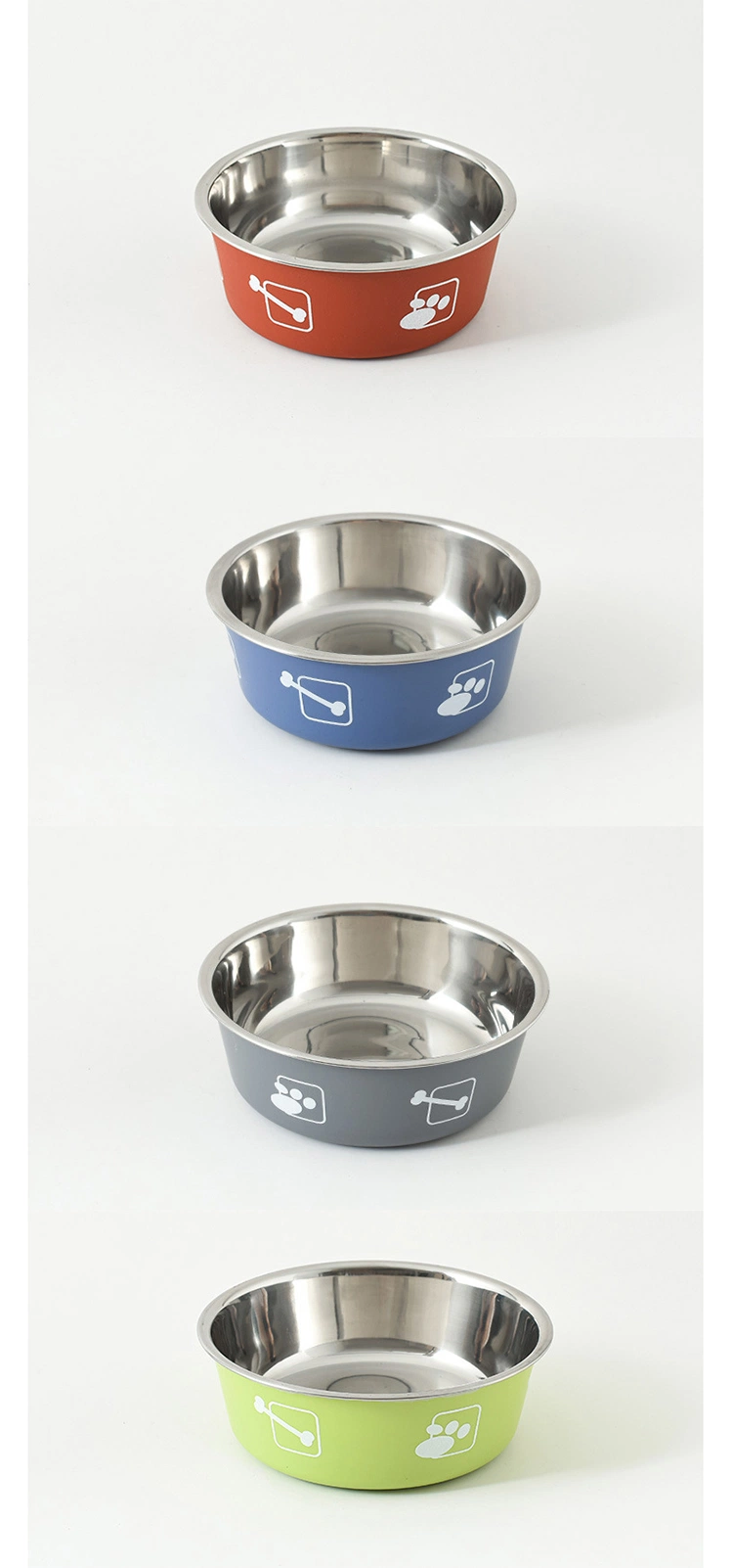 Non Slip Metal Basic Bowls Dog Food Water Bowls Pet Product Supply Stainless Steel Pet Dog Bowl