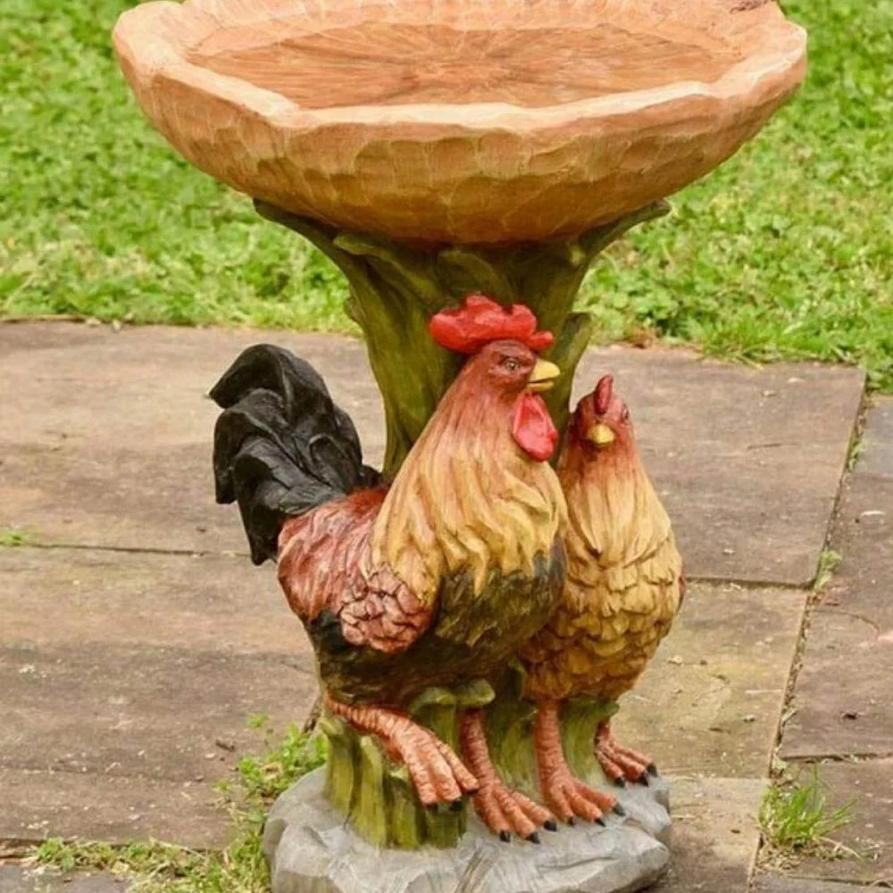 Resin Waterproof Bird Bath Tray Statues Raccoon Water Tray Sculpture Retro Simulation Ornaments for Outdoor Garden Yard Window Bl21204