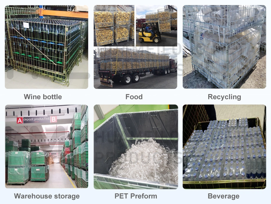 Customized Pet Preform Cap Storage Folding Collapsible Wire Mesh Crates