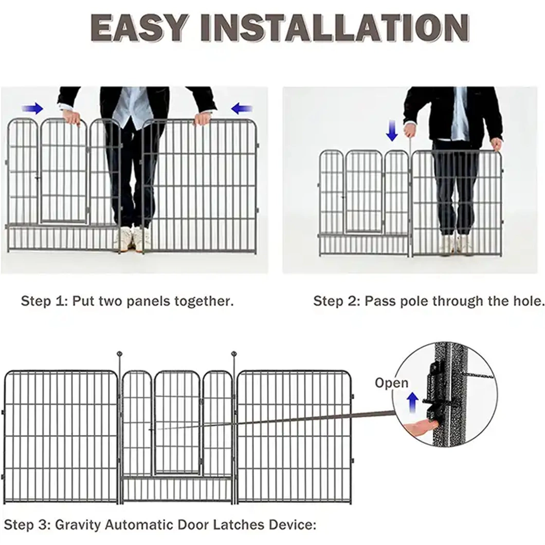 Outdoor Pet Barrier Portable Backyard Dog Fencing Metal Puppy Fence Chain Link Dog Fence