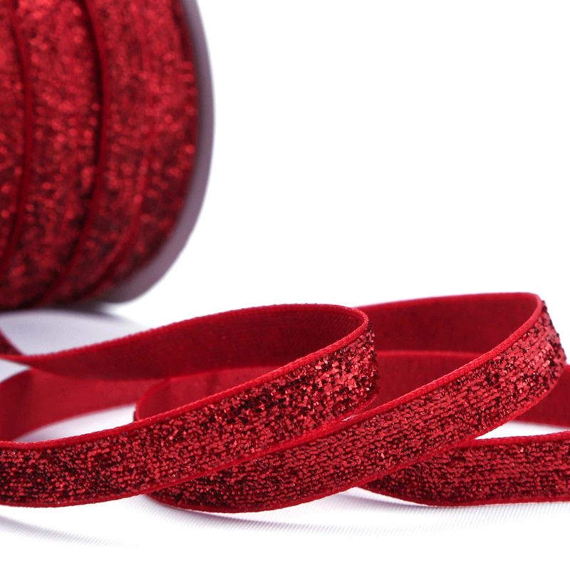 100 Yards 3/8 Inches Colorful Velvet Metallic Ribbon Glitter Lurex Ribbon Trim Craft Supplies DIY Home Holiday Decor