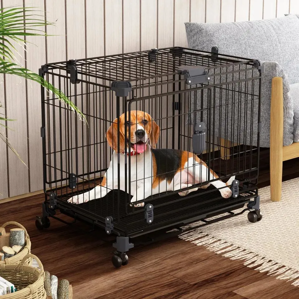 Various Size Heavy Duty Pulleys Thickened Stainless Steel Folding Dog Cage Pet Cage