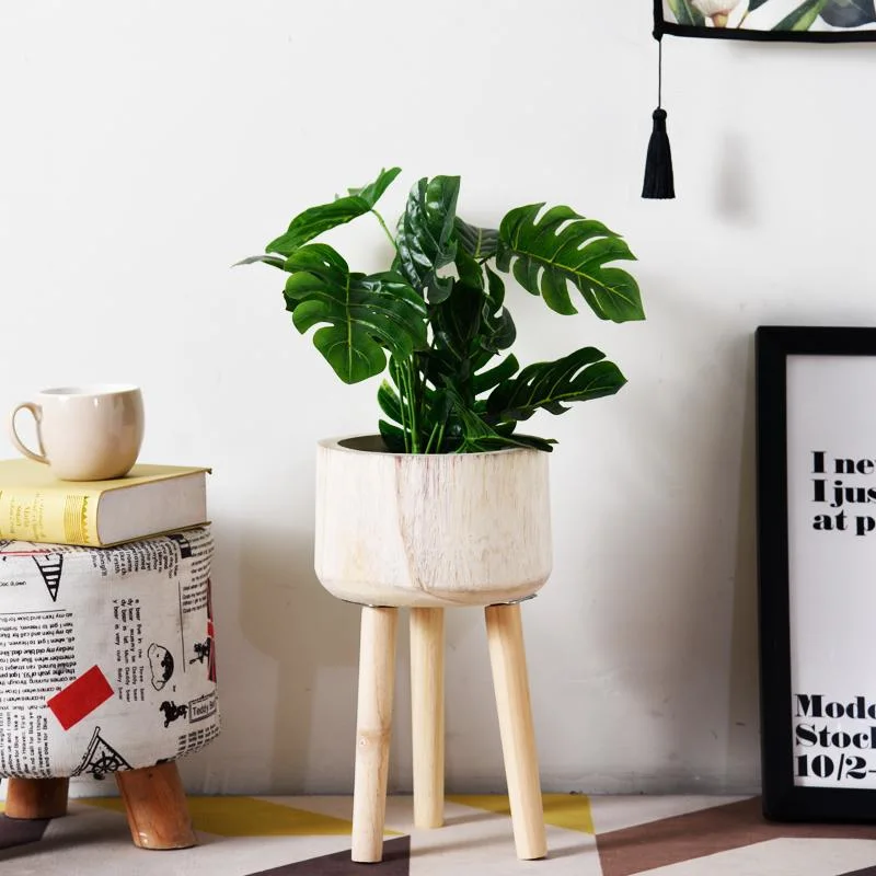 Wooden Plant Pots Standing with Three Legs Planter Pot for Indoor Plants