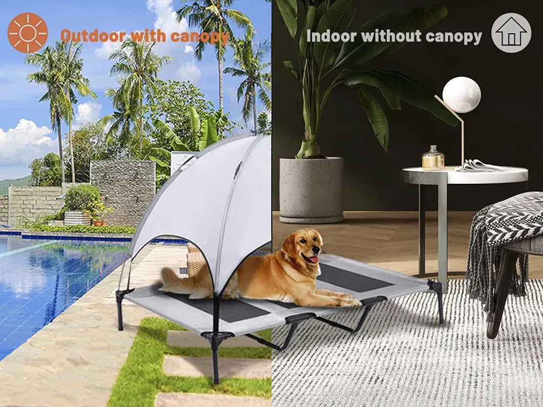 Outdoor Dog Bed Elevated Pet Cot with Canopy