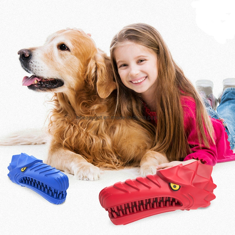 Dog Chew Toys for Aggressive Chewers Toys for Medium Large Dogs Natural Rubber Stick Toothbrush Dragon Toy and Tartar Cleaning Teething Non-Toxic Esg12813