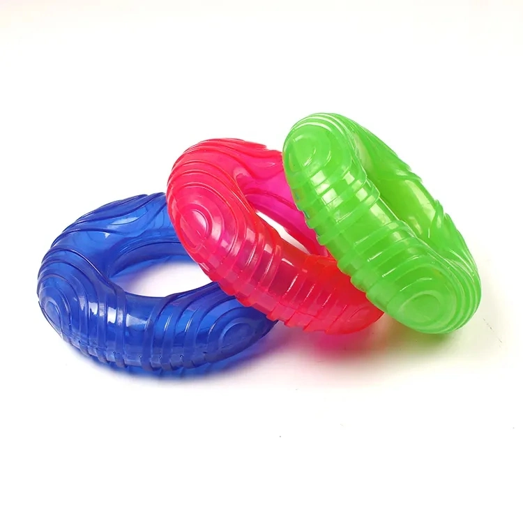 Wholesale Durable Sound TPR Dog Toys Tricolor Round Indestructible Ring Bite Chew Pet Toy Ring