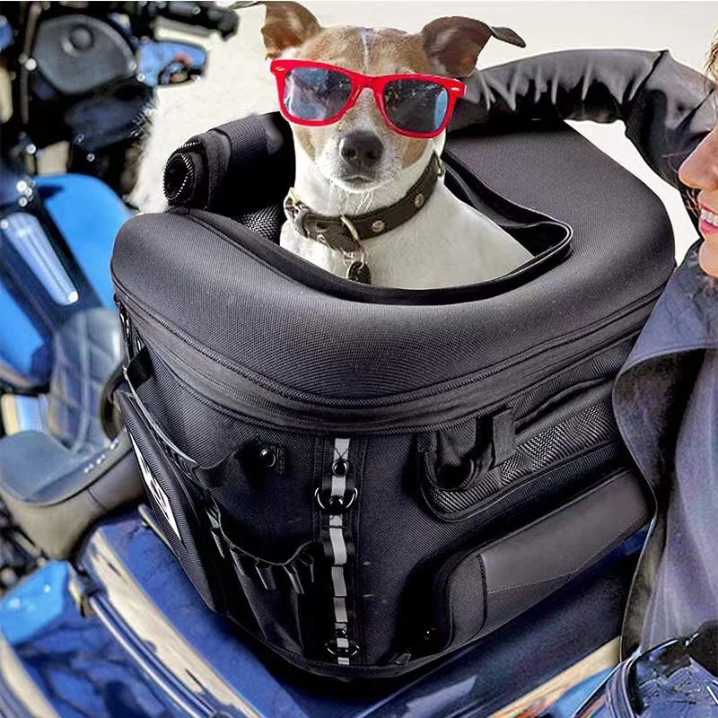 2023 Portable Weather Resistant Motorcycle Dog Cat Travel Carrier Bag Crate for Luggage Rack