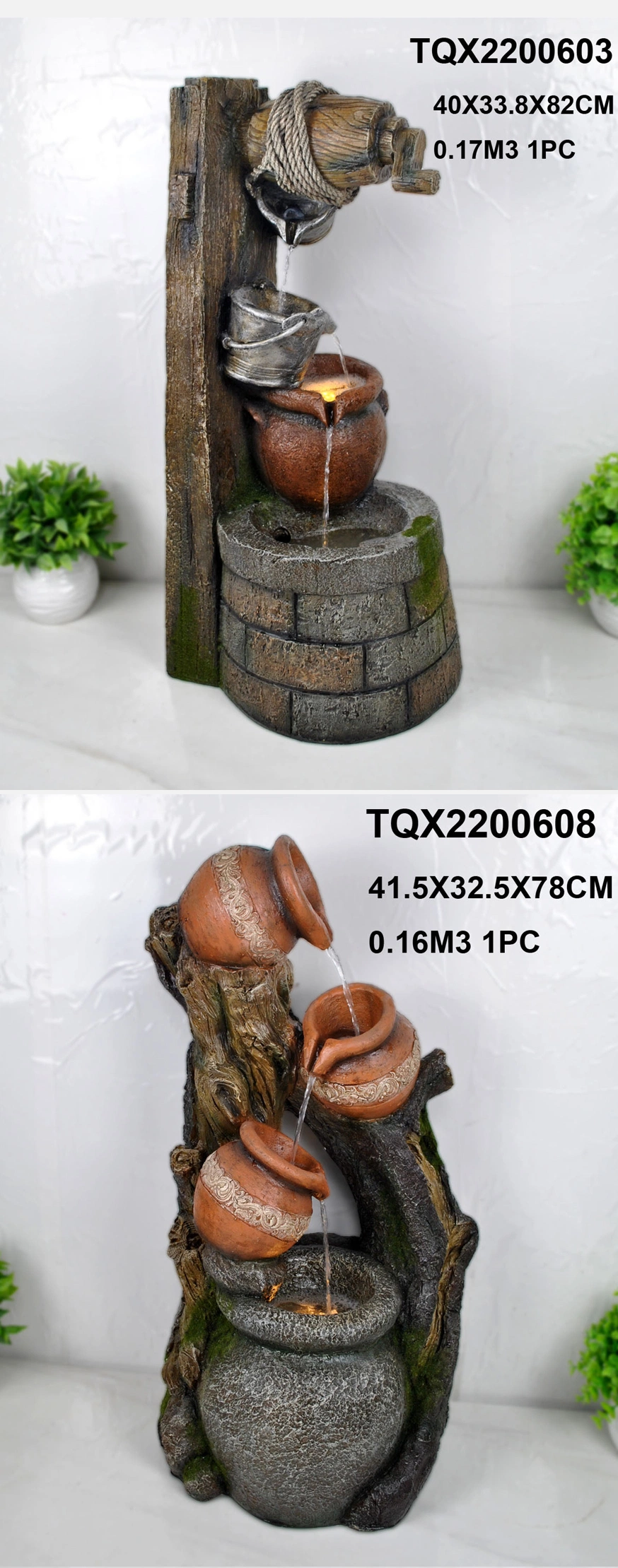 Outdoor Flowing Water Ornaments Pastoral Fountain Flowing Water Landscape Balcony Garden Courtyard Rockery Decoration Landscaping Ornaments