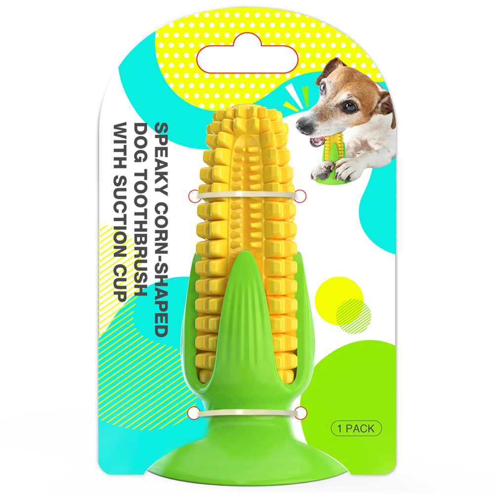 Indestructible Tough Durable Squeaky Interactive Dog Toys Puppy Teeth Chew Corn Stick Toy for Small Meduium Large Breed with Suction Cup