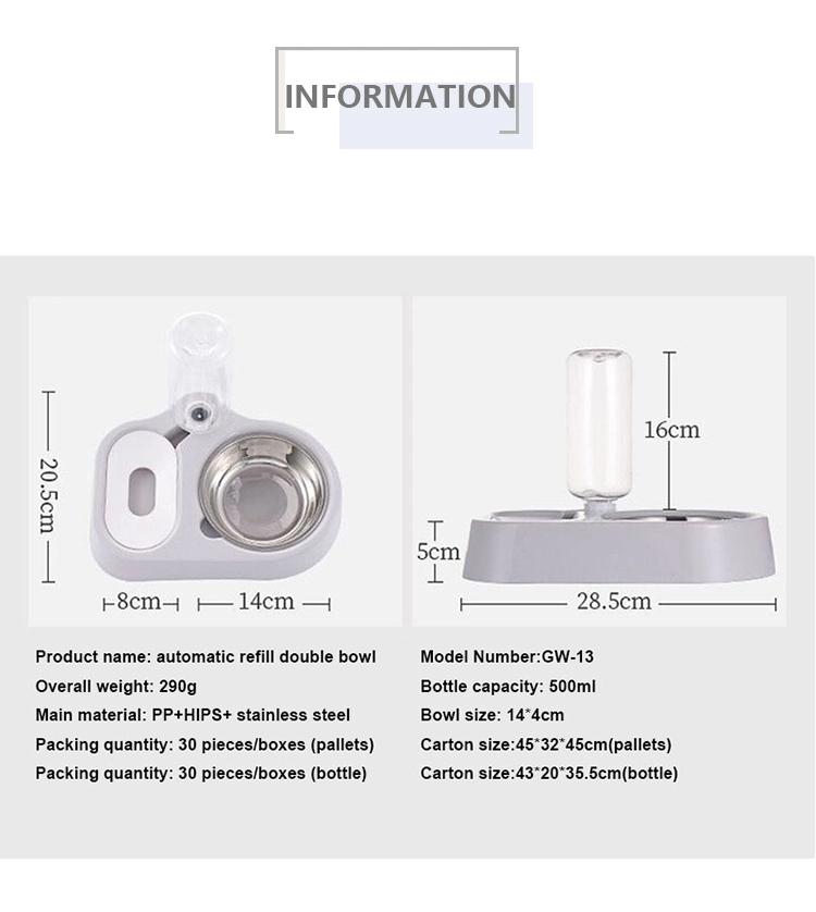 Hot Selling Modern Pet Feeder Dispenser Bottle Double Dog Cat Bowls Automatic Water Dispenser