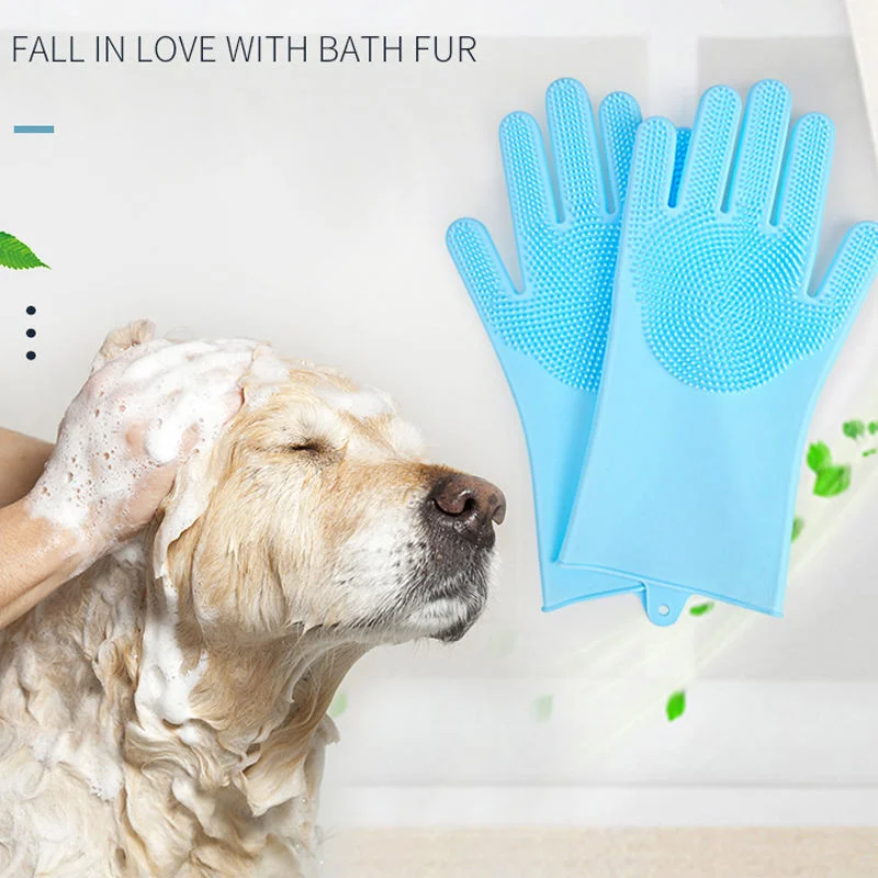 Pet Dog Cat Grooming Cleaning Magic Glove Silicone Pet Bath Grooming Glove