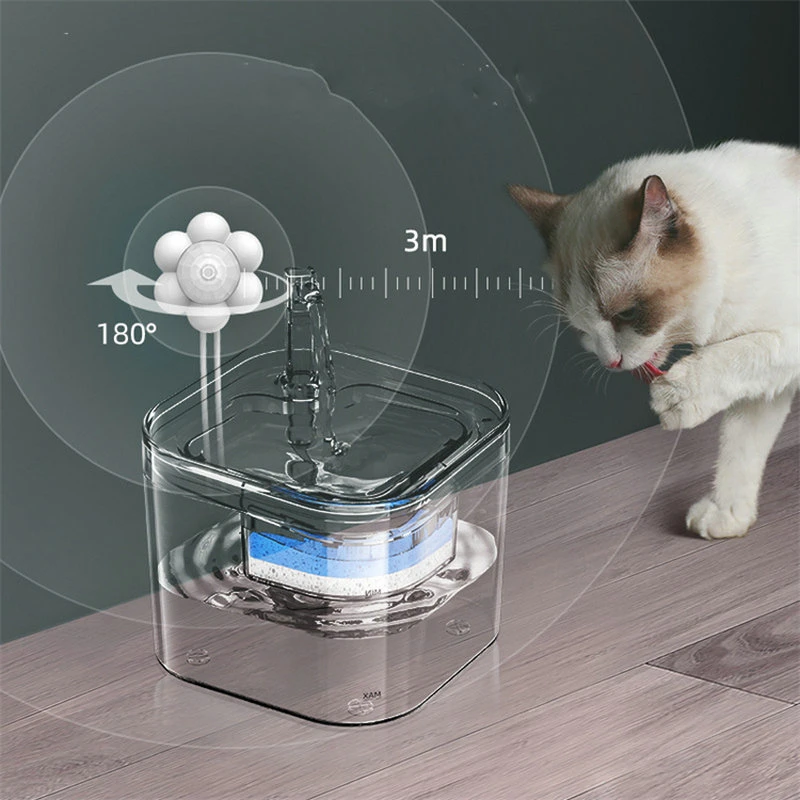 Automatic Water Dispenser Circulating Flow Water Intelligence Induction Pet Water Filter, Cat Water Purifier Constant Temperature Heating Transparent Wbb17990