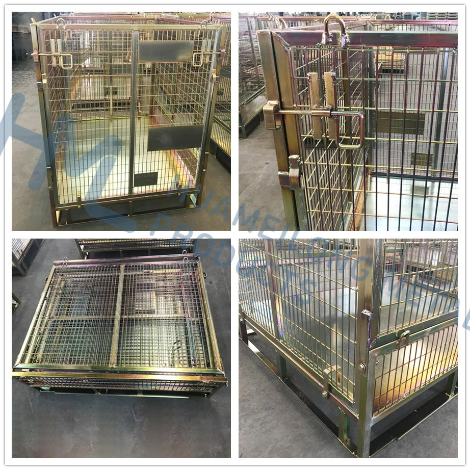 Foldable Welded Transport Wire Mesh Crate for Pet Bottles Storage