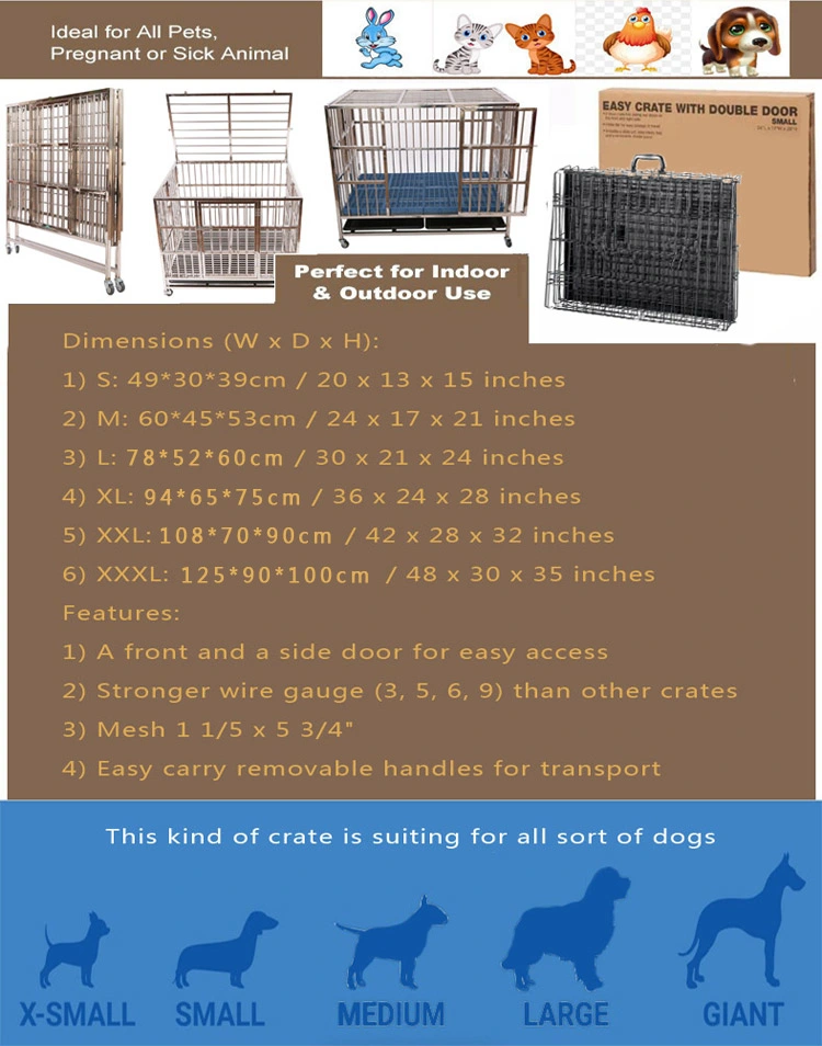 Ultralight Chew Proof Stainless Steel Stackable Heavy Duty Dog Crates and Cages for Dogs on Sale Affordable