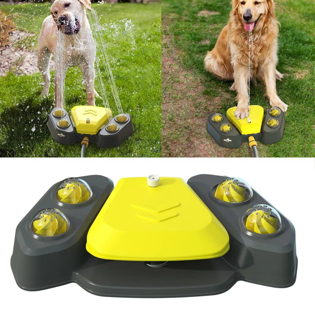 Multifunctional Water Dispenser Splitter Dog Step-on 4 Nozzles Activated Automatic Foot Pedal Sprinkler Drinking Feeder Wbb17962