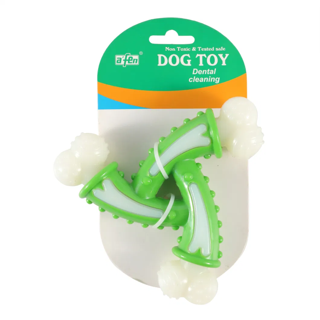 Green Color OEM Most Tough Dog Toys TPR Plastic Grind Teeth Aggressive Chewer Pet Toys