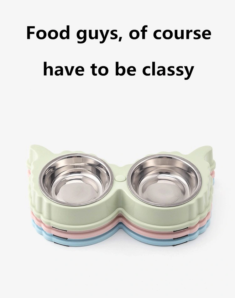 Elevated Double Diner Cat Bowl with 2 Stainless Steel Bowls