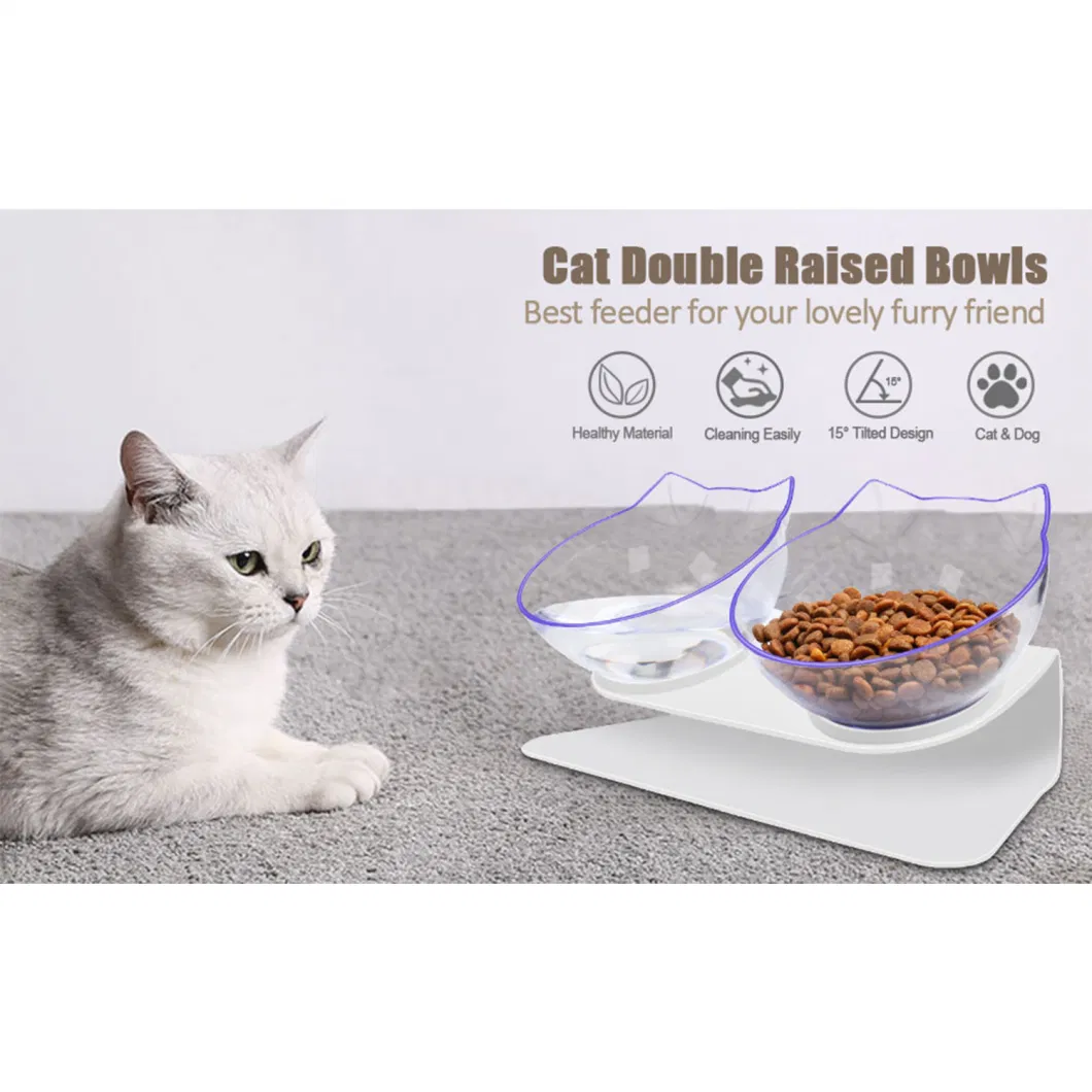 Petstar Cat Double/Single Food Bowl Pet Food Water Elevated Pet Feeding Bowl with Raised Stand