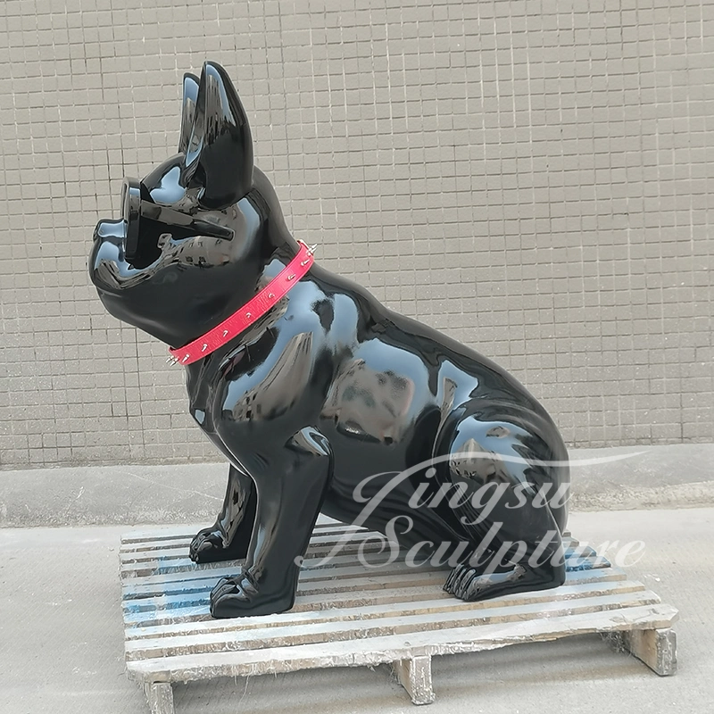 Outdoor Decoration Customized Color Large Resin Fiberglass French Bulldog Statue