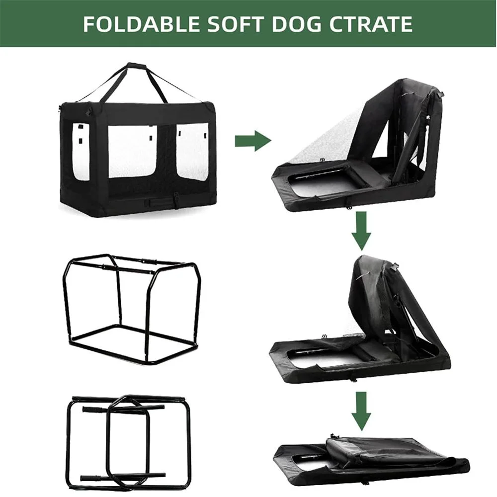 High Quality Portable 3-Door Travel Dog Crate for Indoor &amp; Outdoor