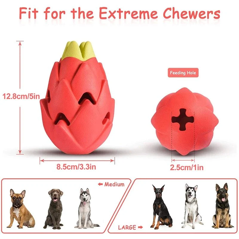 Voovpet Dog Chew Toys for Aggressive Chewers Large Breed, Tough Dog Toys Large Breed, Indestructible Dog Dental Chew for Large Medium Dogs-Pitaya