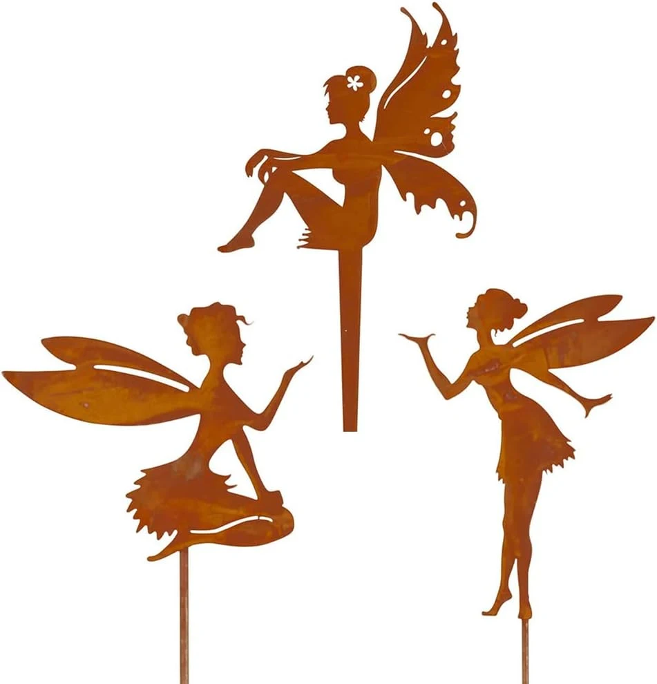 Cute Fairy Silhouette Decorative Metal Garden Yard Stakes Arts Decor Outdoor Garden Patio Ornaments, Average Code