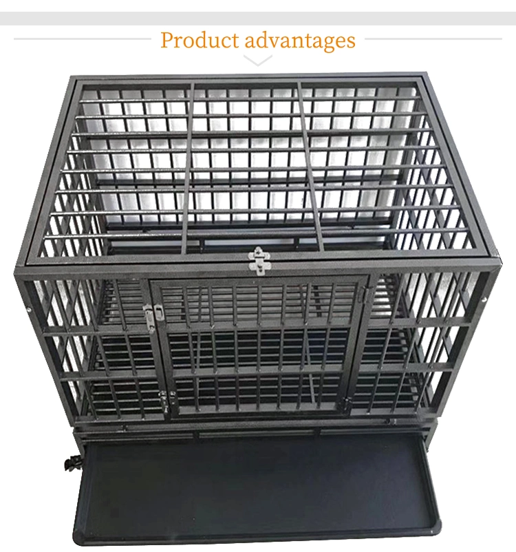 Folding Heavy Duty Metal Tube Dog Cage for Large Dogs