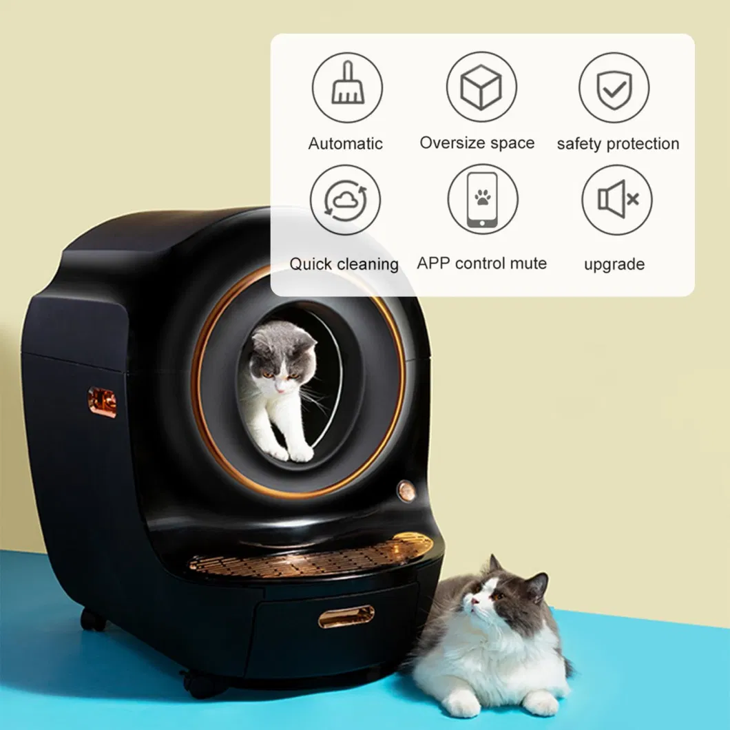 Automatic Cat Toilet Self Cleaning Cats Sandbox Smart Litter Box Closed with Cat