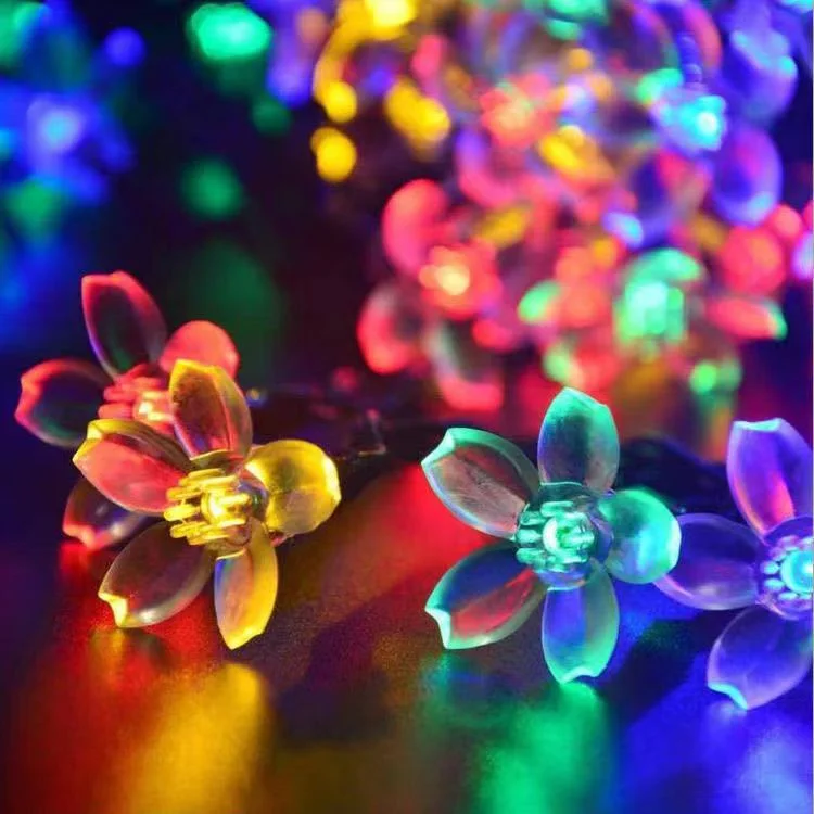 Solar String Flower Lights Outdoor Waterproof 50 LED Fairy Light Decorations for Garden Fence Patio Yard Christmas Tree, Lawn, Party (Multi-Colored)