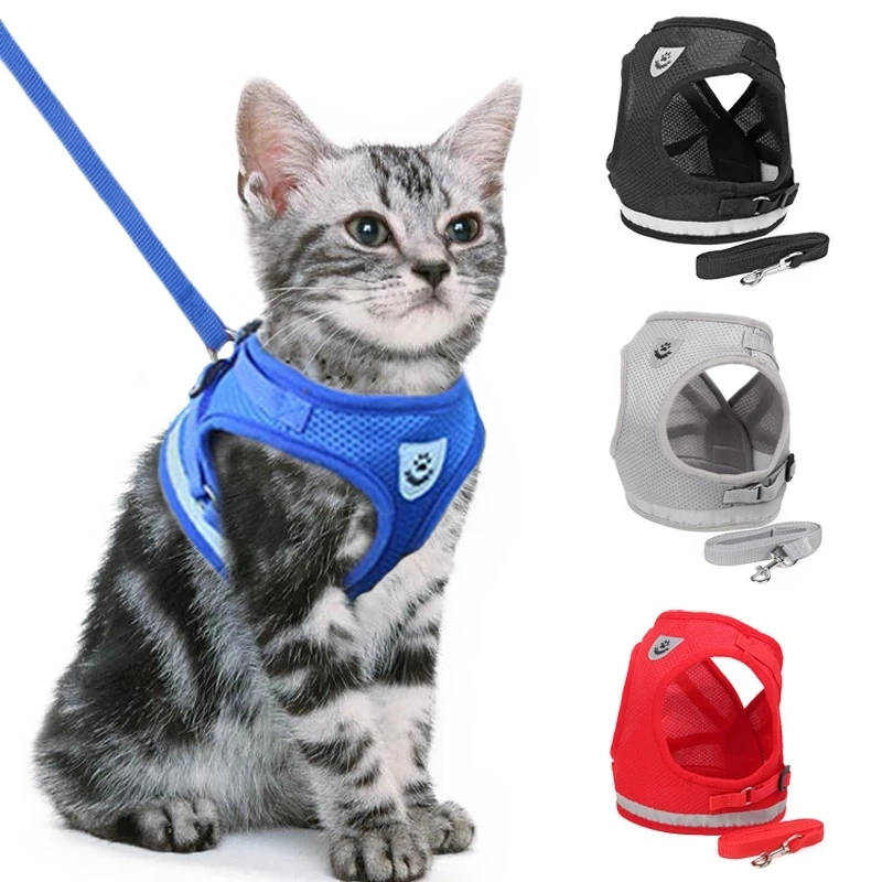 Cat Dog Adjustable Harness Vest Walking Lead Leash for Puppy Dogs Collar Polyester Harness for Small Medium Dog Cat Accessories