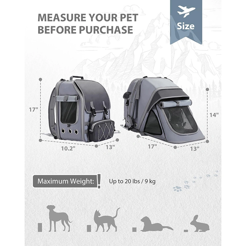 Expandable Detachable Pet Carrier Backpack for Small Dogs Travel Hiking Camping