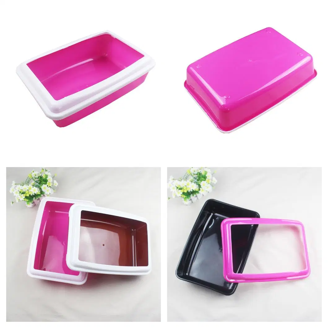 Easy Cleaning Semi Enclosed Cat Litter Tray Washable Plastic Pet Sand Box Cat Toilet Box