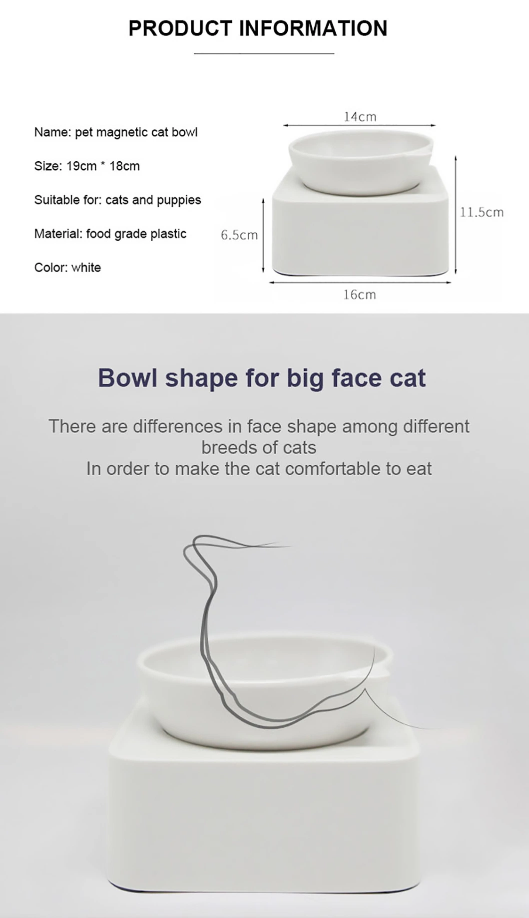 Tilted Elevated Cat Bowl Plastic Pet Food Bowl