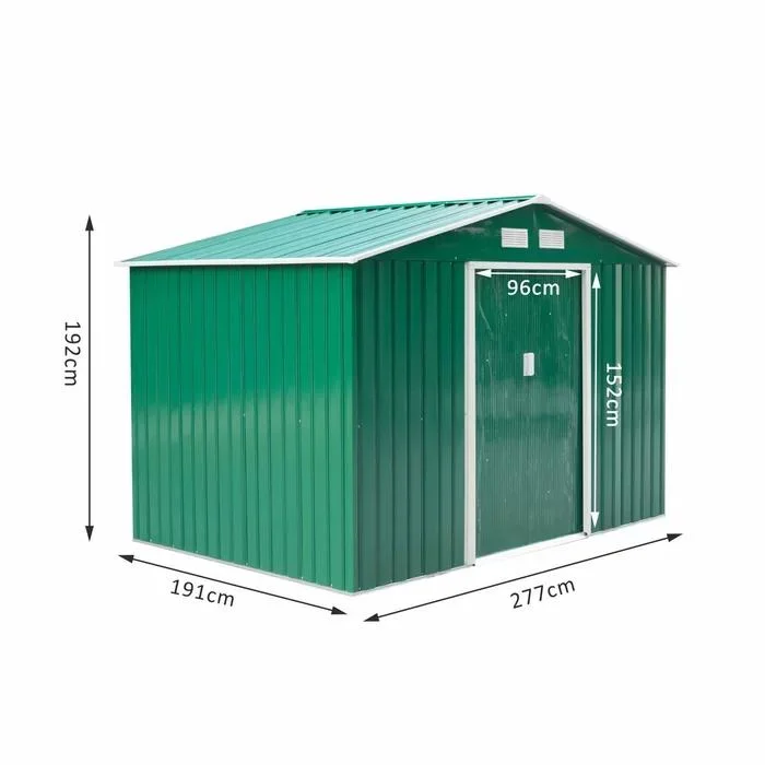 Outdoor Backyard Metal Storage Garden Shed for Utility Tool Storage, Sloped Flat Roof