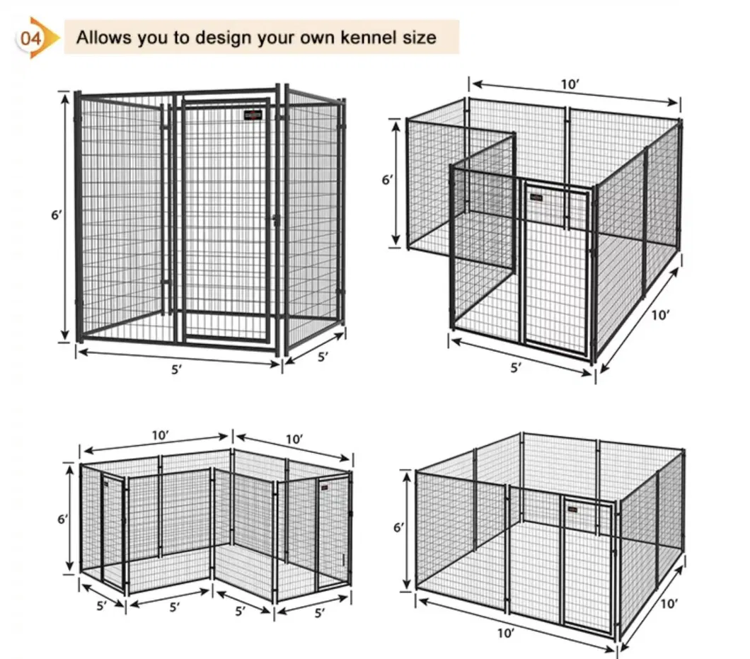 Thickness Foldable Portable Dog Plastic Flooring Cages Metal Kennels for Large and Medium Dogs