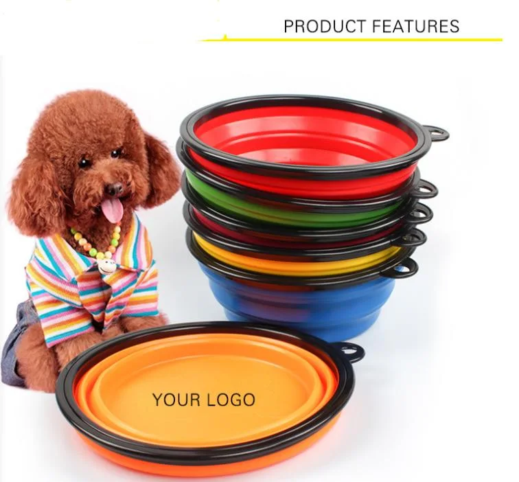 Travel Collapsible Foldable Durable Silicone Pet Dog Bowl for Food &amp; Water