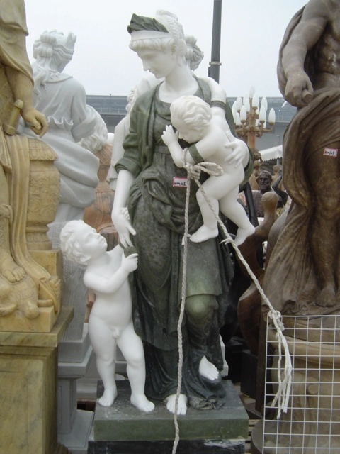 High Quality Outdoor Hand Carving White Marble Stone Sculpture Mother and Child Statue (SYMS-1150)