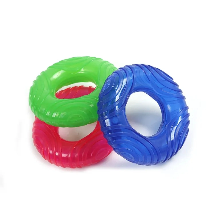 Wholesale Durable Sound TPR Dog Toys Tricolor Round Indestructible Ring Bite Chew Pet Toy Ring