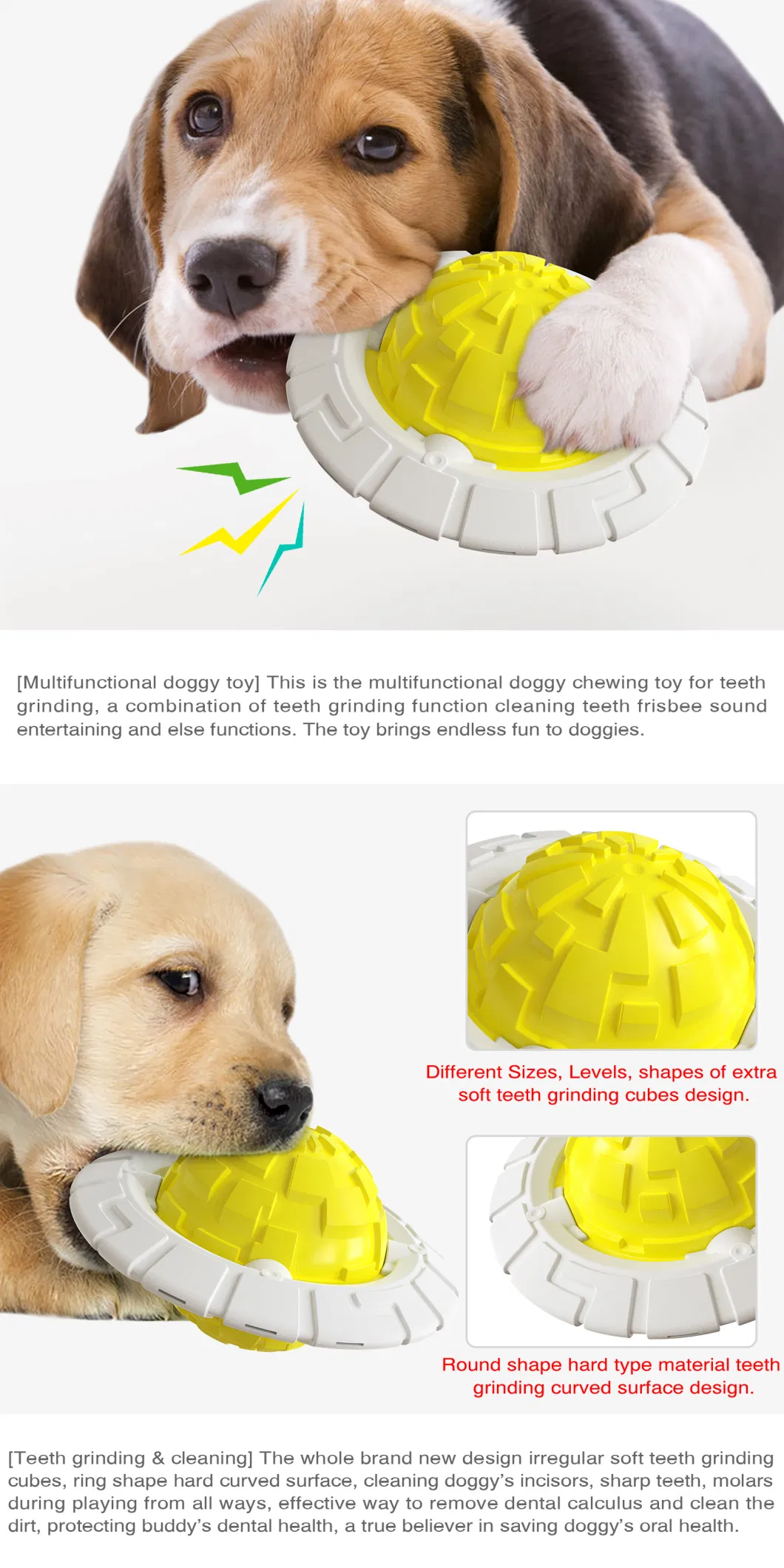 Dog Squeaky Balls Outdoor Sports Molar Bite Chew Toy Training Indestructible Puppy Pet Teething Treat Clean Fun Play