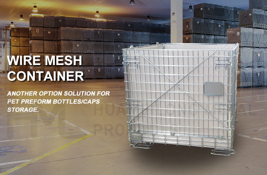 Customized Pet Preform Cap Storage Folding Collapsible Wire Mesh Crates